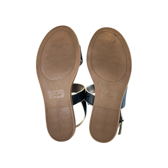 Crown Vintage Sandals Aaliya Black Zion Leather Wedge Strappy Women's 8/38.5 - Picture 9 of 10